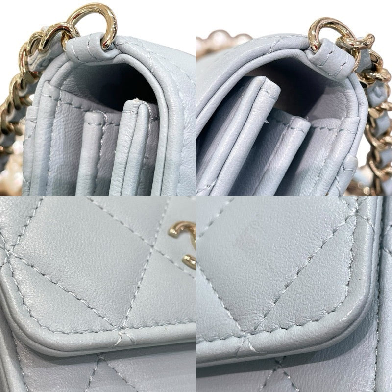 シャネル CHANEL マトラッセ チェーンウォレット AP2583 31番台 ライトブルー×ゴールド金具 ライトブルー レディース コインケース