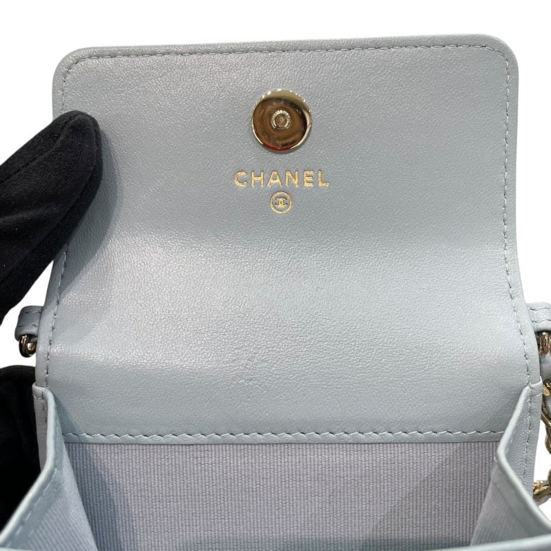 シャネル CHANEL マトラッセ チェーンウォレット AP2583 31番台 ライトブルー×ゴールド金具 ライトブルー レディース コインケース