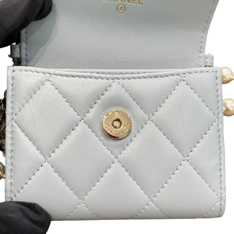 シャネル CHANEL マトラッセ チェーンウォレット AP2583 31番台 ライトブルー×ゴールド金具 ライトブルー レディース コインケース