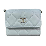 シャネル CHANEL マトラッセ チェーンウォレット AP2583 31番台 ライトブルー×ゴールド金具 ライトブルー レディース コインケース