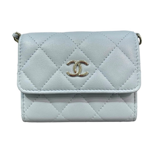 シャネル CHANEL マトラッセ チェーンウォレット AP2583 31番台 ライトブルー×ゴールド金具 ライトブルー レディース コインケース