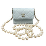 シャネル CHANEL マトラッセ チェーンウォレット AP2583 31番台 ライトブルー×ゴールド金具 ライトブルー レディース コインケース