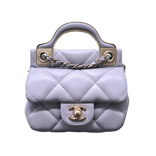 シャネル CHANEL ミニチェーンクラッチバッグ AP2271 グレー×GD金具 ラムスキン レディース ショルダーバッグ