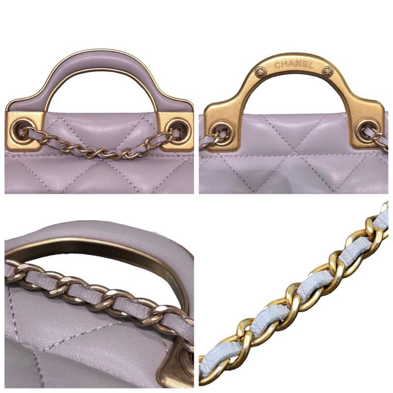 シャネル CHANEL ミニチェーンクラッチバッグ AP2271 グレー×GD