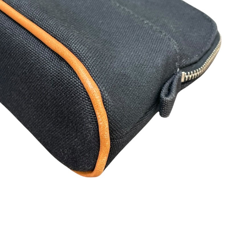 エルメス HERMES ボリードポーチ16 ブラック×シルバー金具 トワル レディース ポーチ
