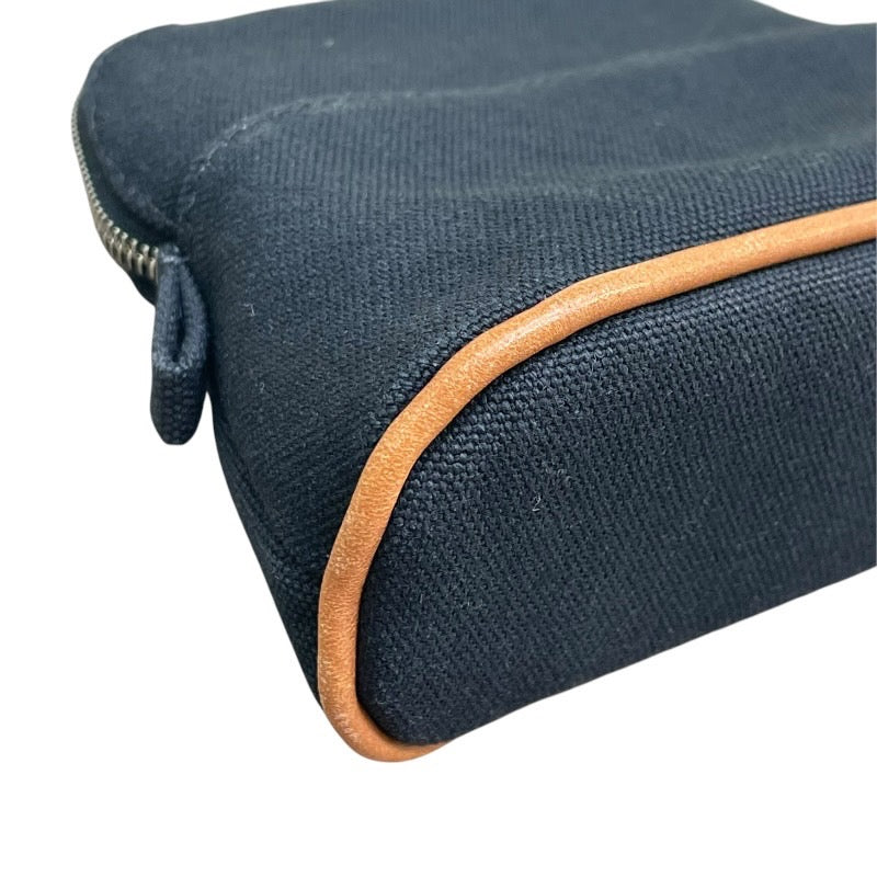 エルメス HERMES ボリードポーチ16 ブラック×シルバー金具 トワル レディース ポーチ