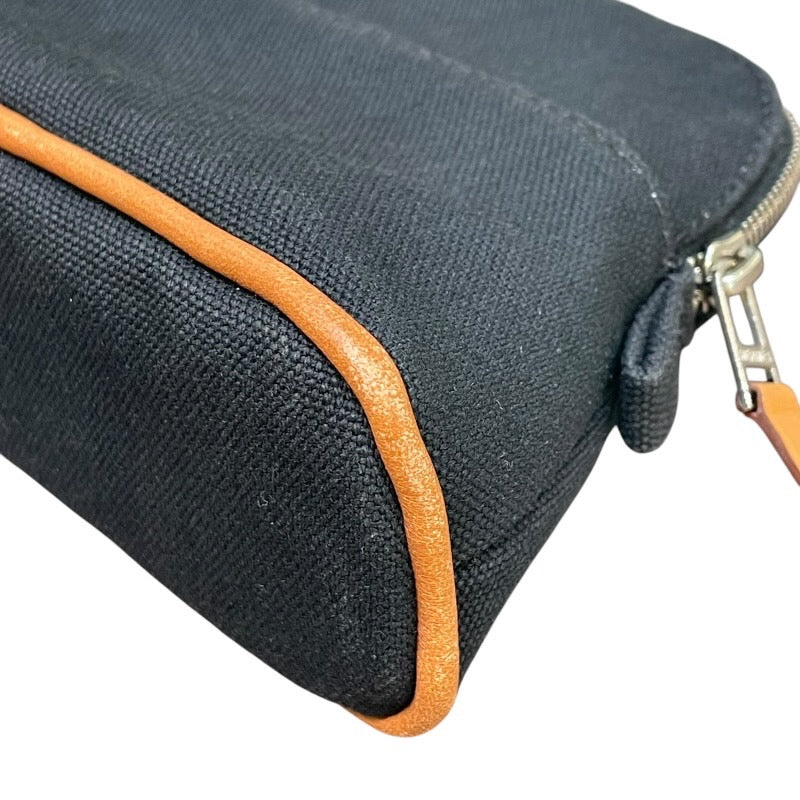 エルメス HERMES ボリードポーチ16 ブラック×シルバー金具 トワル レディース ポーチ