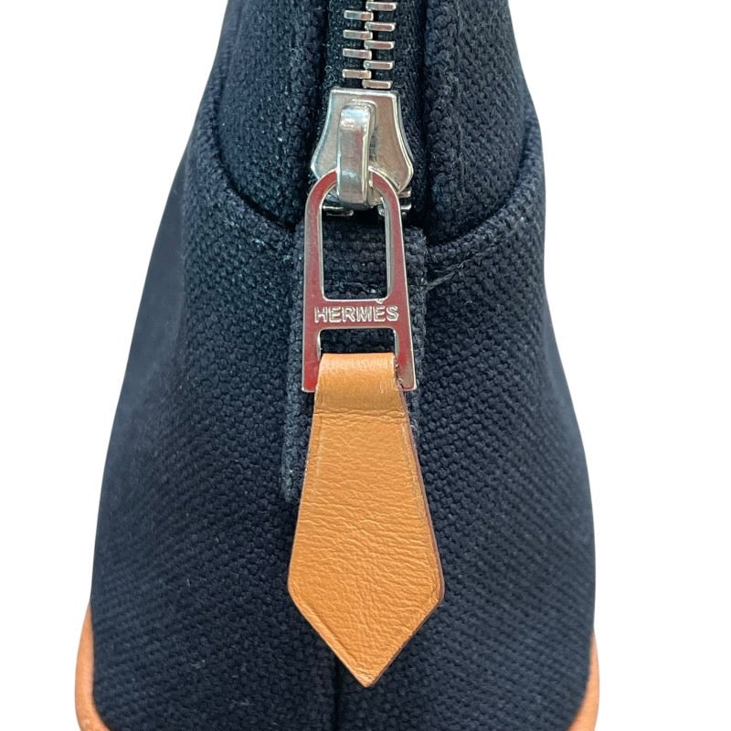 エルメス HERMES ボリードポーチ16 ブラック×シルバー金具 トワル レディース ポーチ