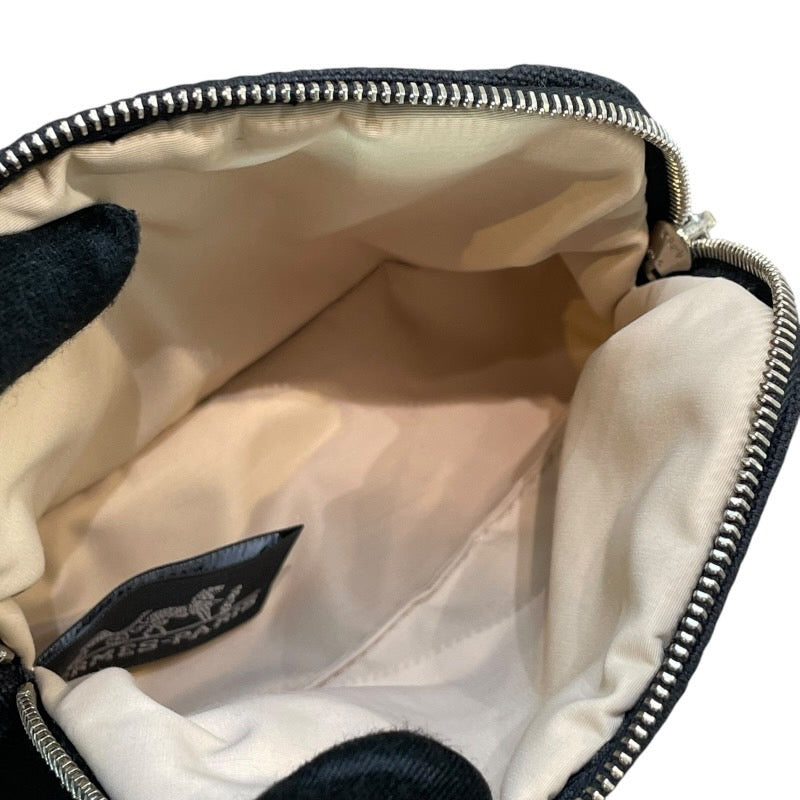 エルメス HERMES ボリードポーチ16 ブラック×シルバー金具 トワル レディース ポーチ