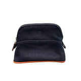 エルメス HERMES ボリードポーチ16 ブラック×シルバー金具 トワル レディース ポーチ