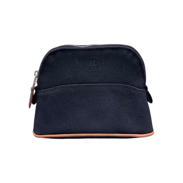 エルメス HERMES ボリードポーチ16 ブラック×シルバー金具 トワル レディース ポーチ