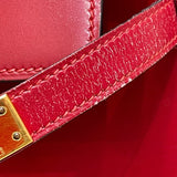 エルメス HERMES ミニケリー ◯P刻 ルージュアッシュ/GD金具 ボックスカーフ レディース ショルダーバッグ