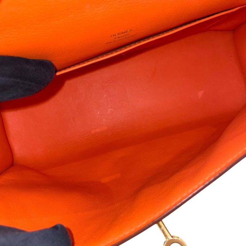 エルメス HERMES ポシェットケリー X刻印 オレンジ×ゴールド金具 スイフト レディース ハンドバッグ