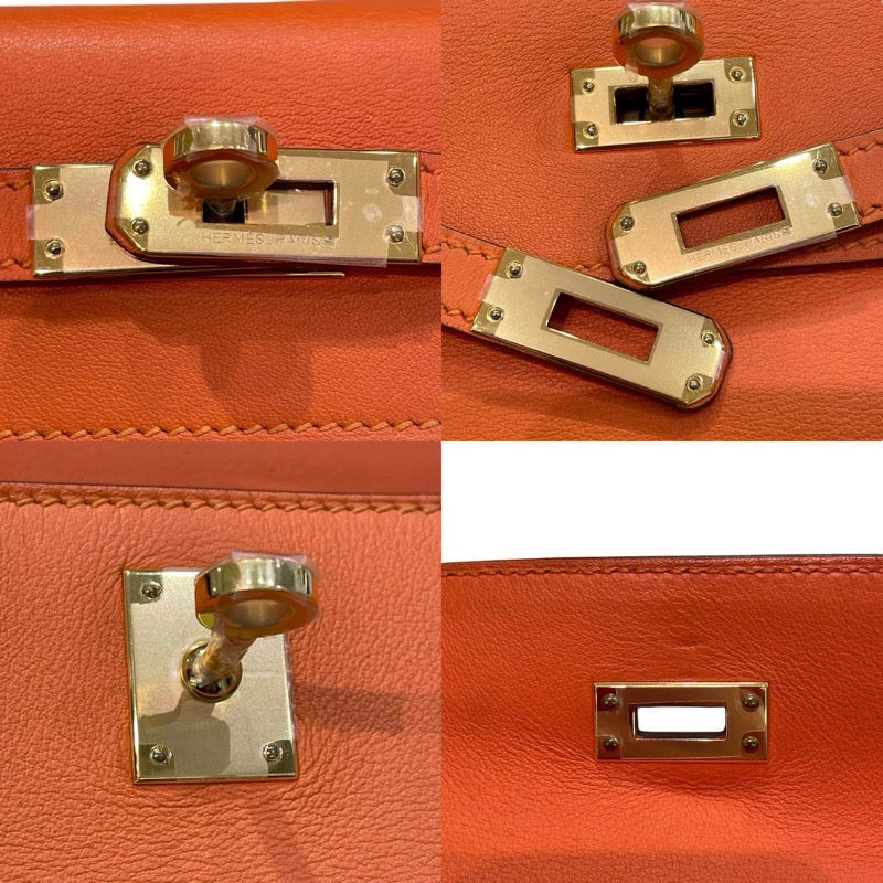 エルメス HERMES ポシェットケリー X刻印 オレンジ×ゴールド金具 スイフト レディース ハンドバッグ
