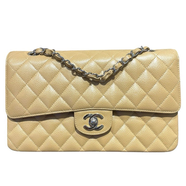 シャネル CHANEL マトラッセ25 A01112 ベージュ　SV金具 キャビア レディース ショルダーバッグ