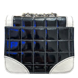 シャネル CHANEL チョコバーミニショルダーバッグ ブラック・ホワイト　SV金具 パテント レディース ショルダーバッグ