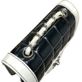 シャネル CHANEL チョコバーミニショルダーバッグ ブラック・ホワイト　SV金具 パテント レディース ショルダーバッグ