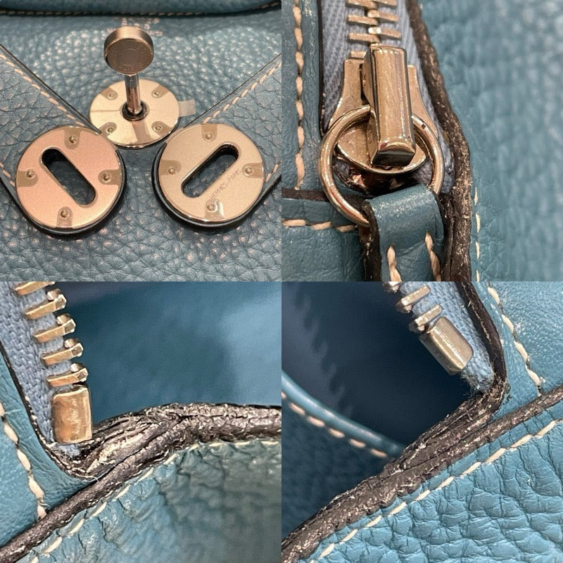 エルメス HERMES リンディ30 □Q刻印 ブルージーン×シルバー金具 トリヨンクレマンス レディース ショルダーバッグ