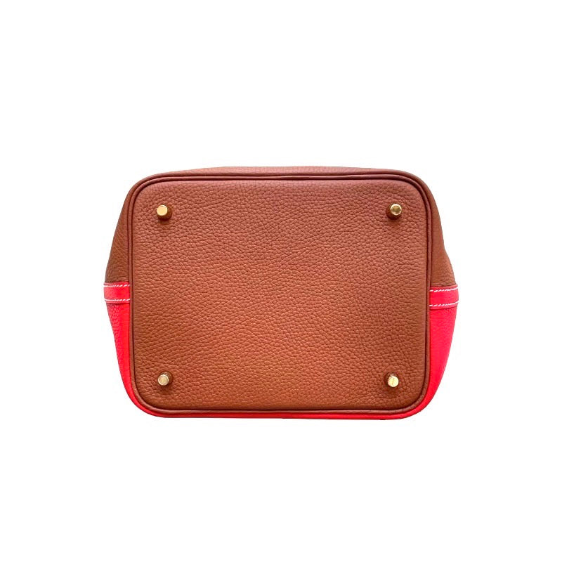 エルメス HERMES ピコタンロックMM Y刻印  ルージュクー・ゴールド×ゴールド金具 トリヨン レディース ハンドバッグ