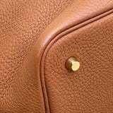 エルメス HERMES ピコタンロックMM Y刻印  ルージュクー・ゴールド×ゴールド金具 トリヨン レディース ハンドバッグ