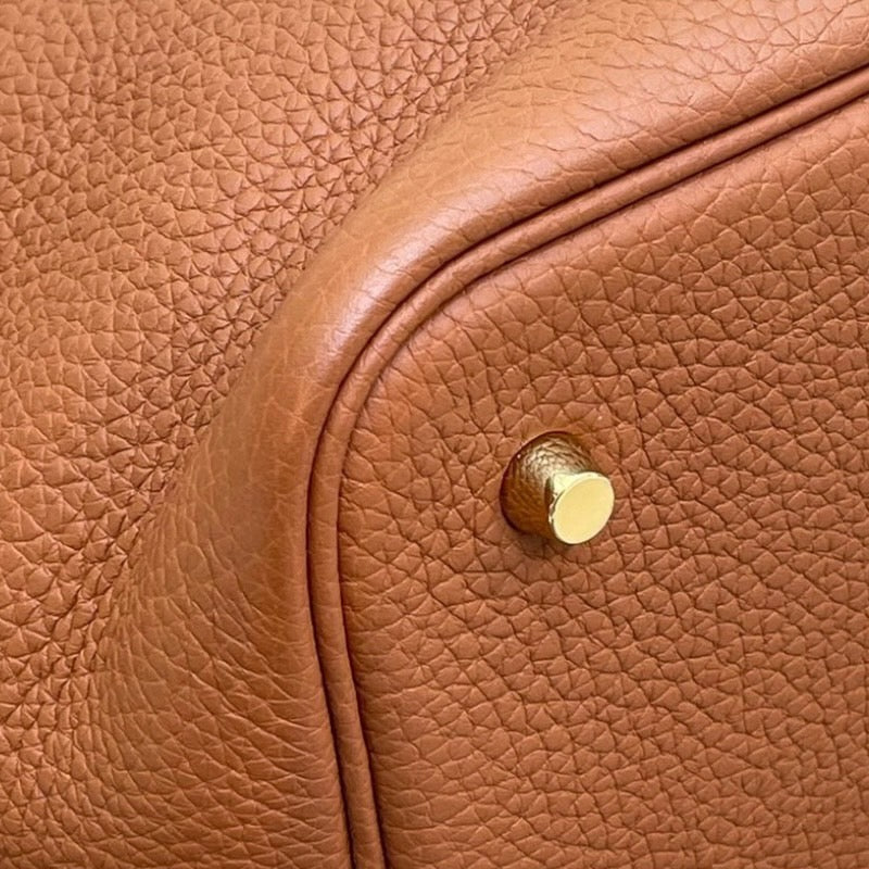 エルメス HERMES ピコタンロックMM Y刻印  ルージュクー・ゴールド×ゴールド金具 トリヨン レディース ハンドバッグ