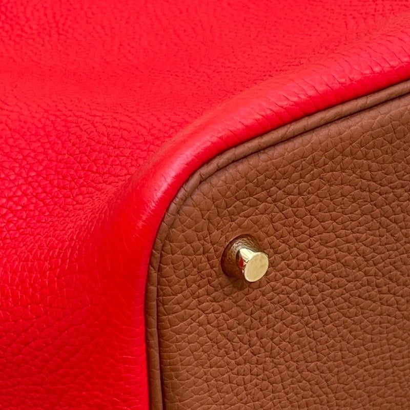 エルメス HERMES ピコタンロックMM Y刻印  ルージュクー・ゴールド×ゴールド金具 トリヨン レディース ハンドバッグ