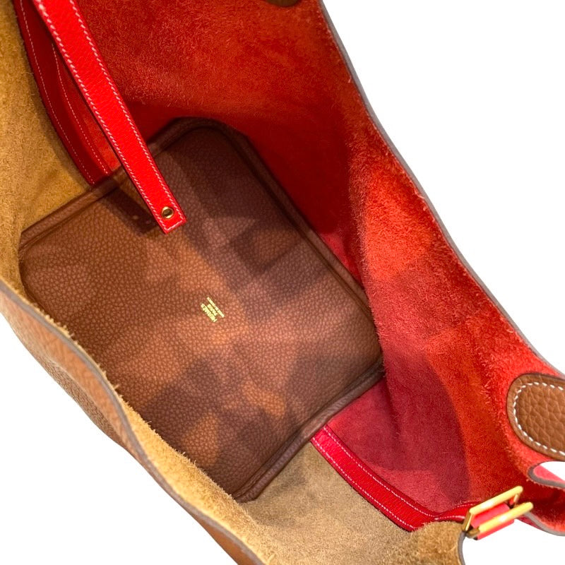 エルメス HERMES ピコタンロックMM Y刻印  ルージュクー・ゴールド×ゴールド金具 トリヨン レディース ハンドバッグ