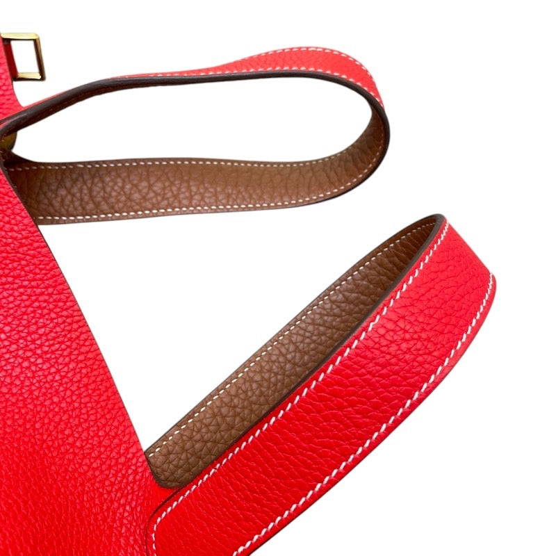 エルメス HERMES ピコタンロックMM Y刻印  ルージュクー・ゴールド×ゴールド金具 トリヨン レディース ハンドバッグ