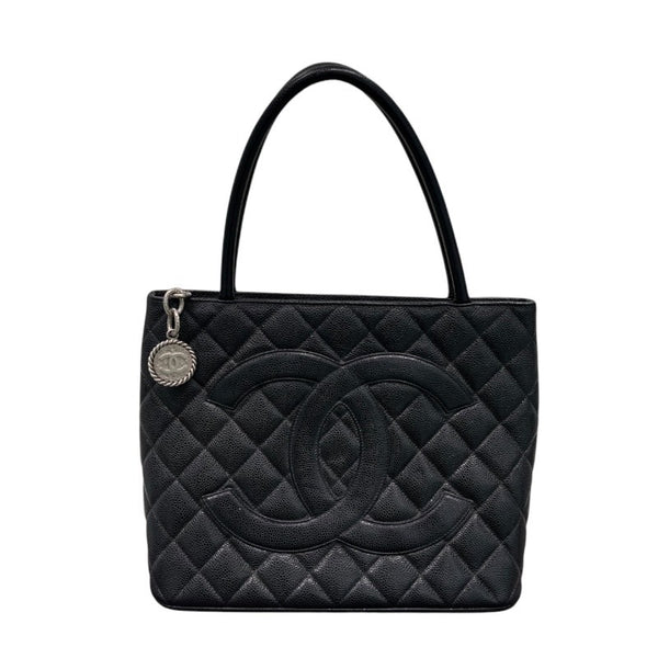 シャネル CHANEL 復刻トート A01804　6番台 ブラック×シルバー金具 キャビアスキン レディース トートバッグ