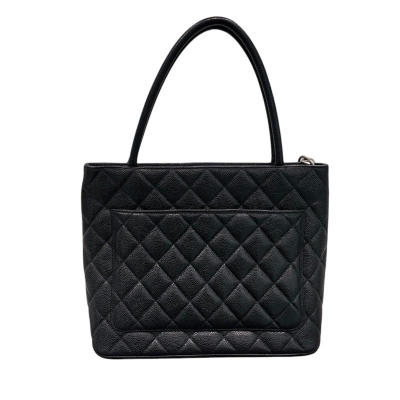 シャネル CHANEL 復刻トート A01804　6番台 ブラック×シルバー金具 キャビアスキン レディース トートバッグ