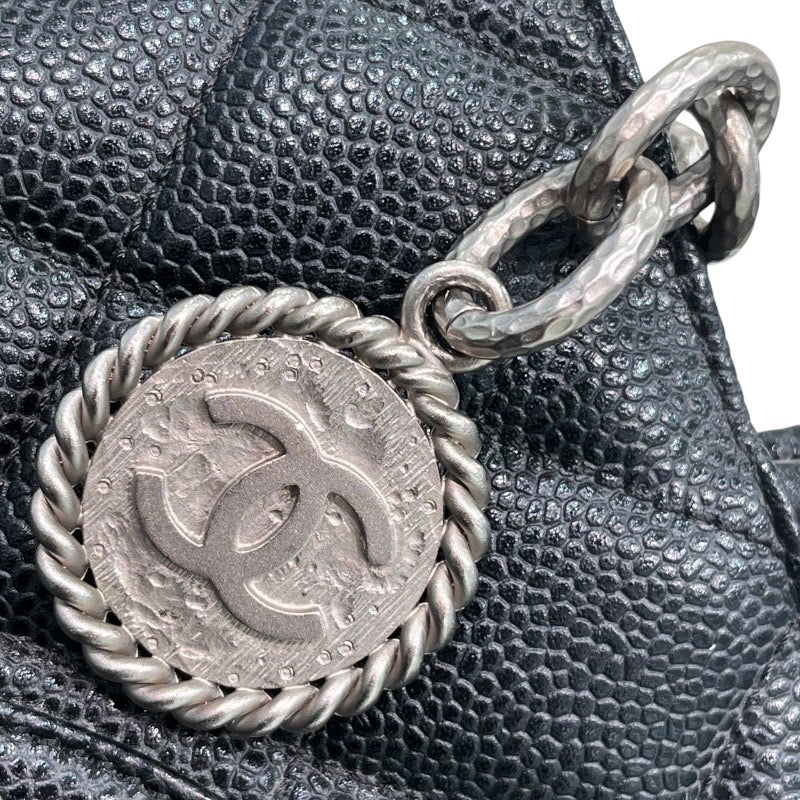 シャネル CHANEL 復刻トート A01804　6番台 ブラック×シルバー金具 キャビアスキン レディース トートバッグ