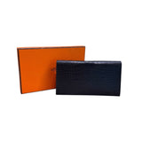 エルメス HERMES MC2・フレミング U刻印 ブラック アリゲーターマット レディース 長財布