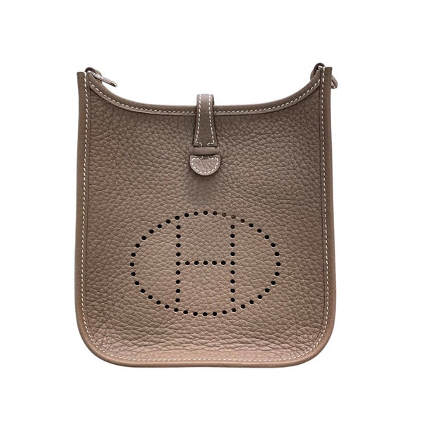 エルメス HERMES エヴリンTPM W刻 エトゥープ x シルバー金具 トリヨン ユニセックス ショルダーバッグ