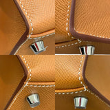 エルメス HERMES ケリー28 外縫い B刻印 ブラウン×シルバー金具 ヴォーエプソン レディース ハンドバッグ