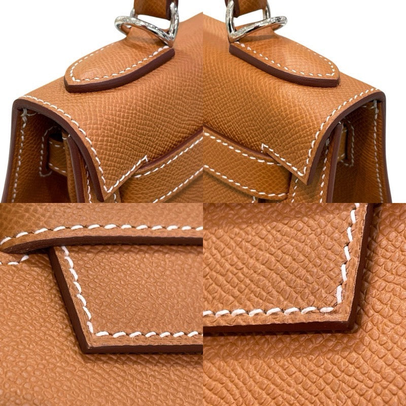 エルメス HERMES ケリー28 外縫い B刻印 ブラウン×シルバー金具 ヴォーエプソン レディース ハンドバッグ
