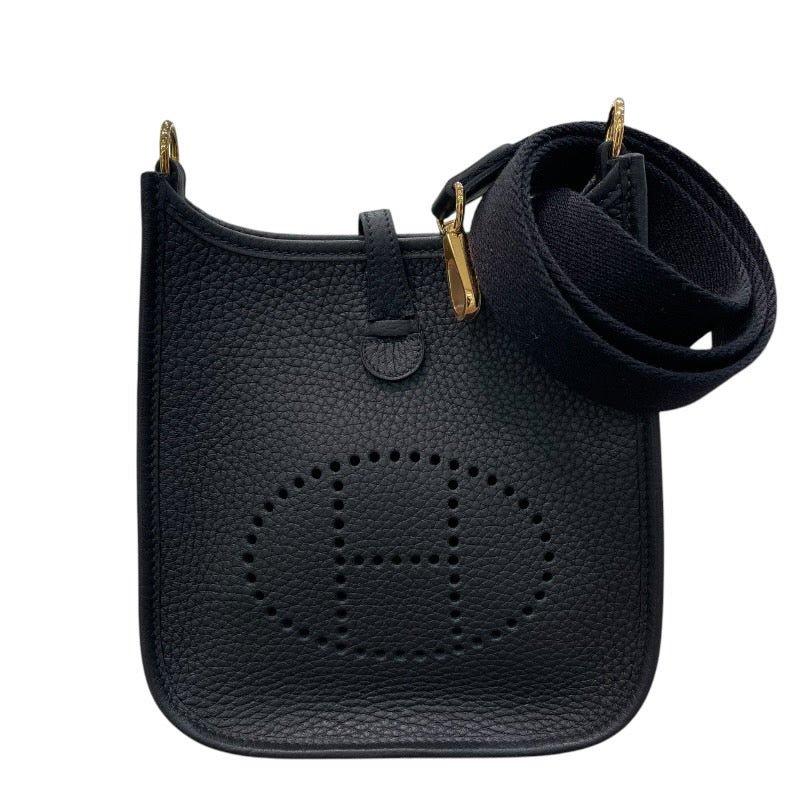 エルメス HERMES エヴリンTPM W刻 ブラック×GD金具 トリヨン ユニセックス ショルダーバッグ