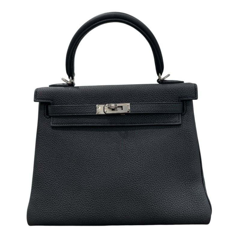 エルメス HERMES ケリー25 B刻印 ブラック×シルバー金具 トゴ レディース ハンドバッグ