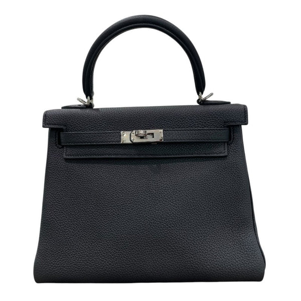 エルメス HERMES ケリー25 B刻印 ブラック×シルバー金具 トゴ レディース ハンドバッグ