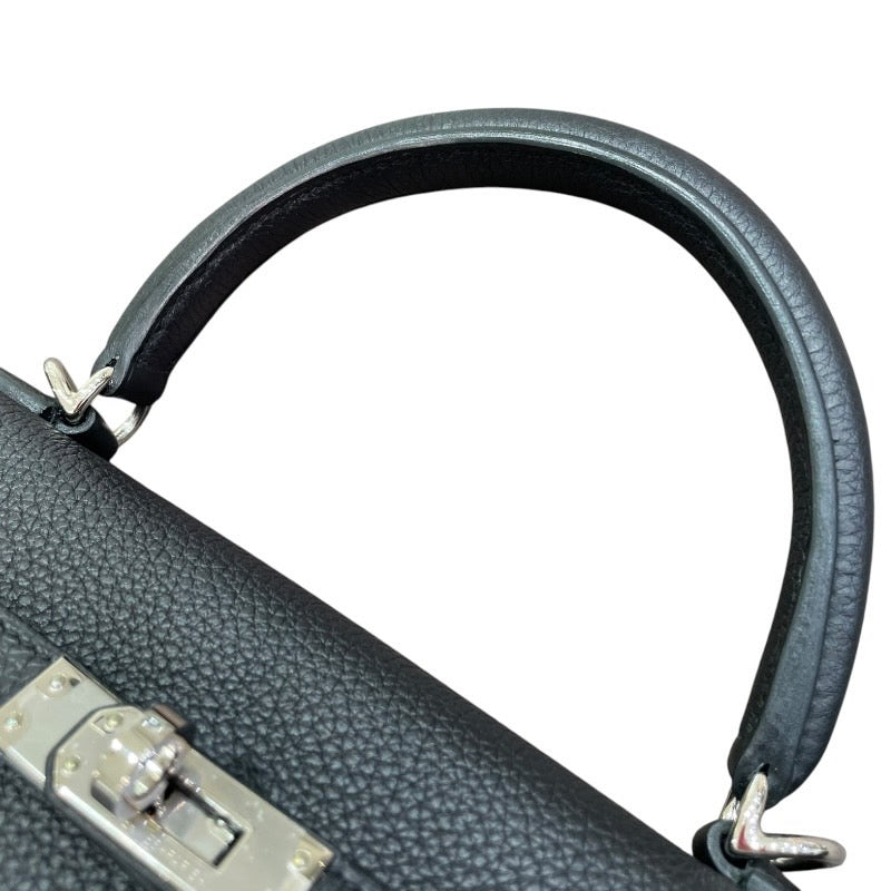 エルメス HERMES ケリー25 B刻印 ブラック×シルバー金具 トゴ レディース ハンドバッグ