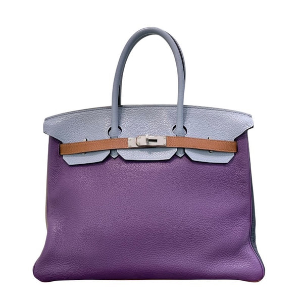 エルメス HERMES バーキン35 アルルカン □Q刻印 ウルトラバイオレット×ブルーラン×エタン×エトゥープ×ゴールド×ブルーオブスキュール×シルバー金具 トリヨンクレマンス レディース ハンドバッグ