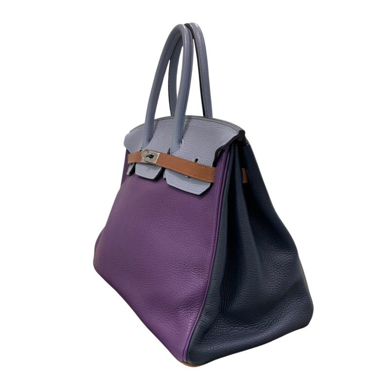 エルメス HERMES バーキン35 アルルカン □Q刻印 ウルトラバイオレット×ブルーラン×エタン×エトゥープ×ゴールド×ブルーオブスキュール×シルバー金具 トリヨンクレマンス レディース ハンドバッグ