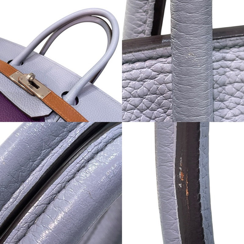 エルメス HERMES バーキン35 アルルカン □Q刻印 ウルトラバイオレット×ブルーラン×エタン×エトゥープ×ゴールド×ブルーオブスキュール×シルバー金具 トリヨンクレマンス レディース ハンドバッグ