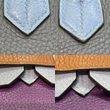 エルメス HERMES バーキン35 アルルカン □Q刻印 ウルトラバイオレット×ブルーラン×エタン×エトゥープ×ゴールド×ブルーオブスキュール×シルバー金具 トリヨンクレマンス レディース ハンドバッグ