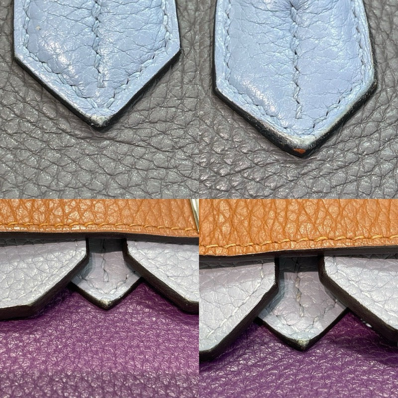 エルメス HERMES バーキン35 アルルカン □Q刻印 ウルトラバイオレット×ブルーラン×エタン×エトゥープ×ゴールド×ブルーオブスキュール×シルバー金具 トリヨンクレマンス レディース ハンドバッグ