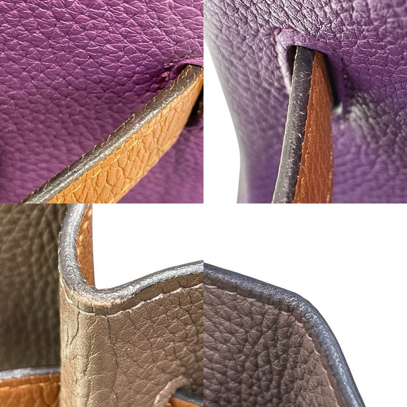 エルメス HERMES バーキン35 アルルカン □Q刻印 ウルトラバイオレット×ブルーラン×エタン×エトゥープ×ゴールド×ブルーオブスキュール×シルバー金具 トリヨンクレマンス レディース ハンドバッグ