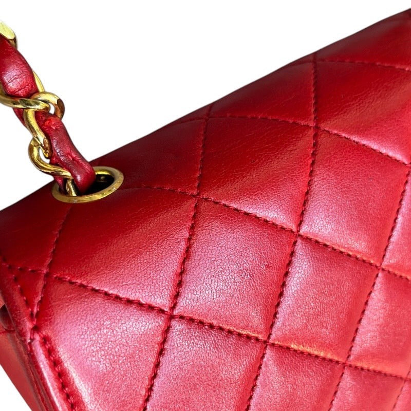 シャネル CHANEL マトラッセショルダー 0番台 レッド×ゴールド金具 ラムスキン レディース ショルダーバッグ