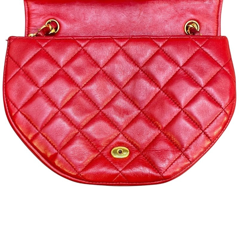 シャネル CHANEL マトラッセショルダー 0番台 レッド×ゴールド金具 ラムスキン レディース ショルダーバッグ