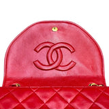 シャネル CHANEL マトラッセショルダー 0番台 レッド×ゴールド金具 ラムスキン レディース ショルダーバッグ