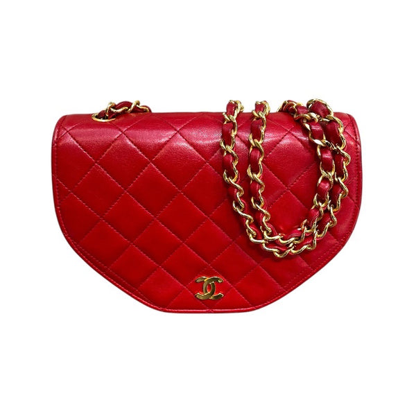 シャネル CHANEL マトラッセショルダー 0番台 レッド×ゴールド金具 ラムスキン レディース ショルダーバッグ