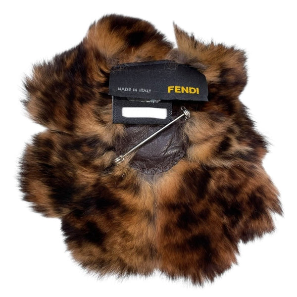 フェンディ FENDI ファーコサージュ ベージュ/ブラウン ファー アクセサリー
